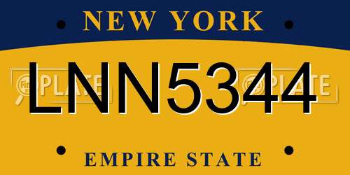 LNN5344 New York License Plate