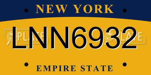 LNN6932 New York License Plate