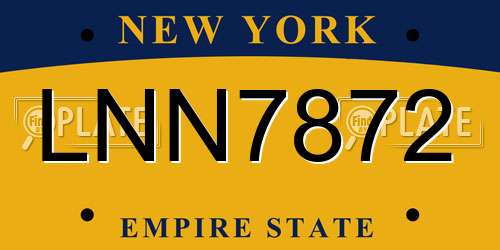 LNN7872 New York License Plate