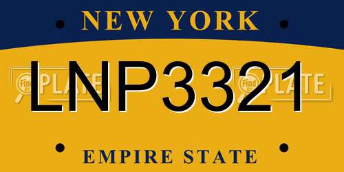 LNP3321 New York License Plate