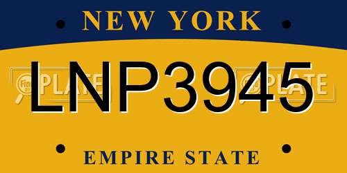 LNP3945 New York License Plate
