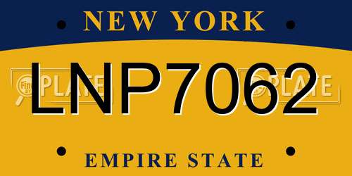 LNP7062 New York License Plate