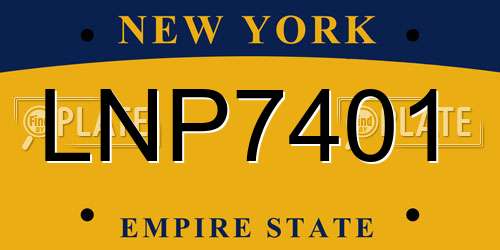 LNP7401 New York License Plate
