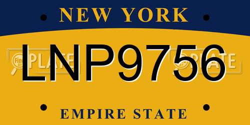LNP9756 New York License Plate