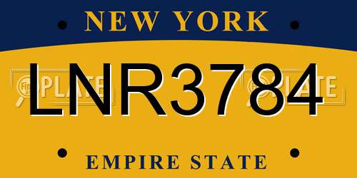 LNR3784 New York License Plate
