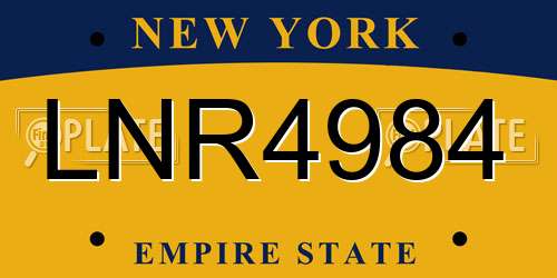 LNR4984 New York License Plate