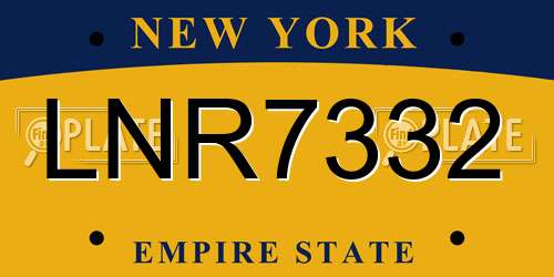 LNR7332 New York License Plate