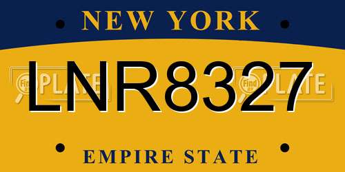 LNR8327 New York License Plate