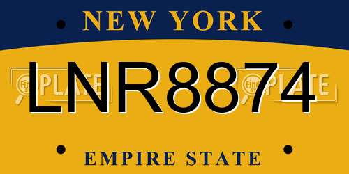 LNR8874 New York License Plate