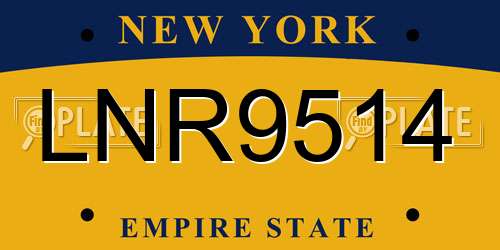 LNR9514 New York License Plate