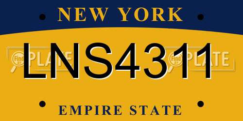 LNS4311 New York License Plate