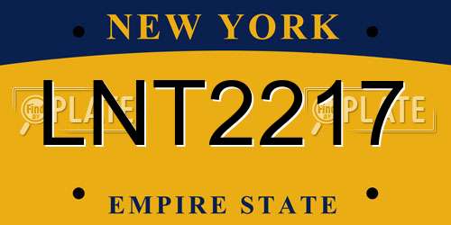LNT2217 New York License Plate