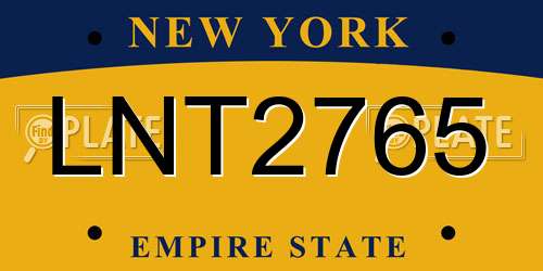 LNT2765 New York License Plate