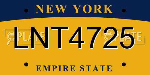 LNT4725 New York License Plate
