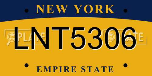 LNT5306 New York License Plate