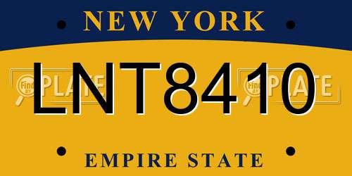 LNT8410 New York License Plate