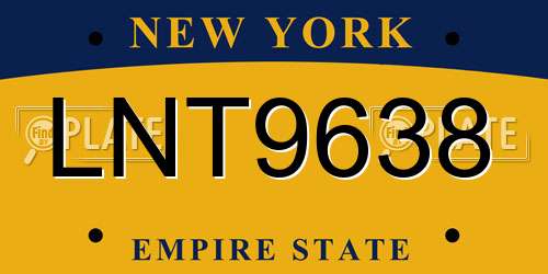 LNT9638 New York License Plate