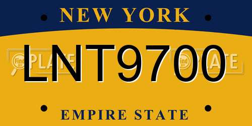 LNT9700 New York License Plate