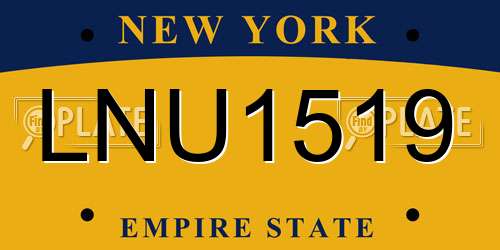 LNU1519 New York License Plate