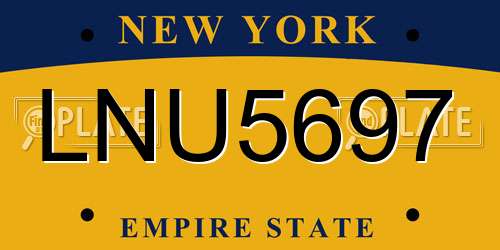 LNU5697 New York License Plate