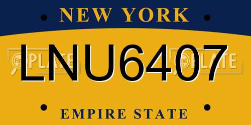 LNU6407 New York License Plate