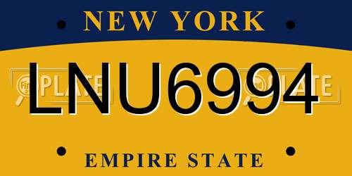 LNU6994 New York License Plate