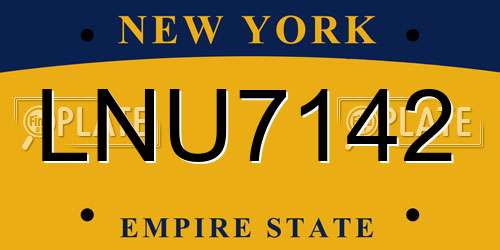 LNU7142 New York License Plate
