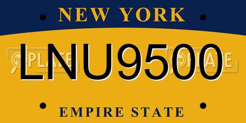 LNU9500 New York License Plate