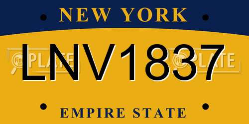 LNV1837 New York License Plate