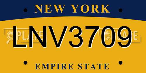 LNV3709 New York License Plate