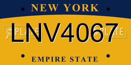 LNV4067 New York License Plate
