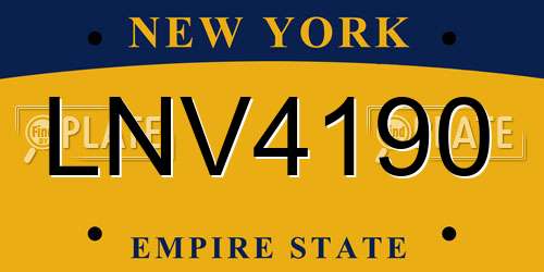 LNV4190 New York License Plate