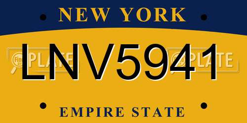 LNV5941 New York License Plate