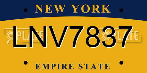LNV7837 New York License Plate