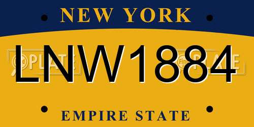 LNW1884 New York License Plate
