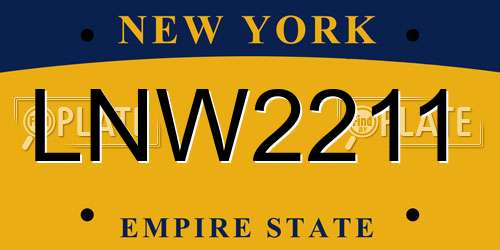 LNW2211 New York License Plate