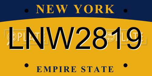 LNW2819 New York License Plate