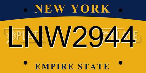 LNW2944 New York License Plate