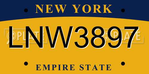 LNW3897 New York License Plate
