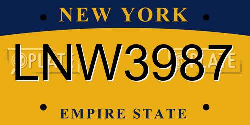 LNW3987 New York License Plate