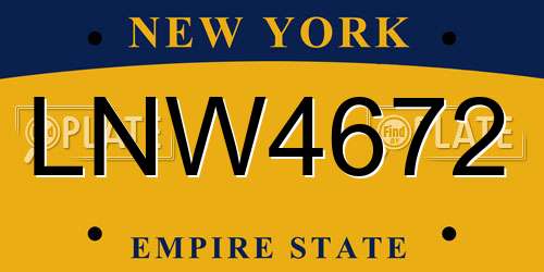 LNW4672 New York License Plate