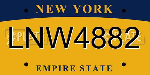 LNW4882 New York License Plate
