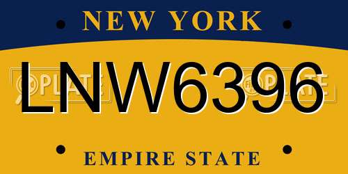 LNW6396 New York License Plate