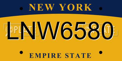 LNW6580 New York License Plate