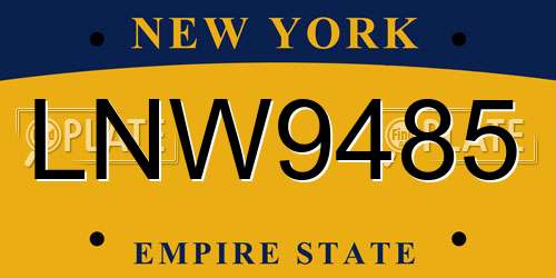 LNW9485 New York License Plate