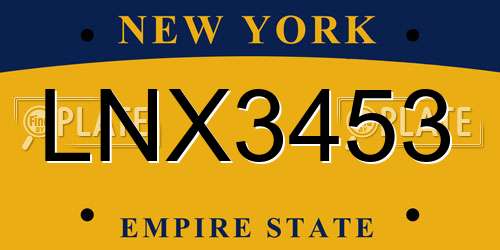 LNX3453 New York License Plate