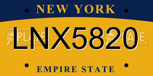 LNX5820 New York License Plate