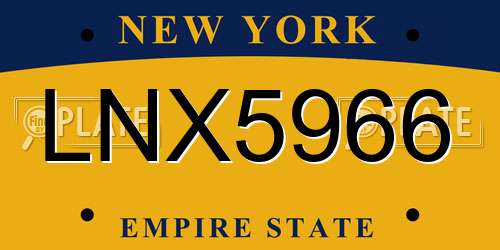 LNX5966 New York License Plate