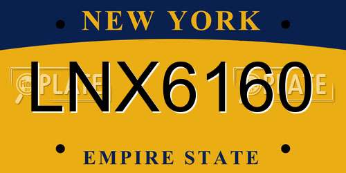 LNX6160 New York License Plate