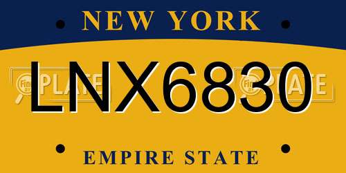 LNX6830 New York License Plate